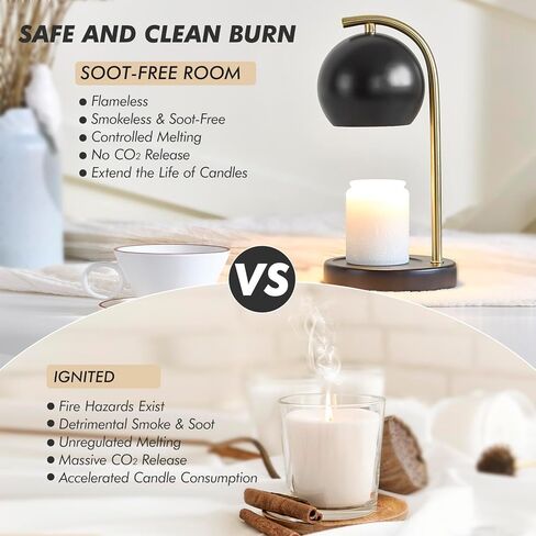 مصباح تدفئة الشموع الزجاجي، سخان شموع كهربائي مع مؤقت وشمع خافت يذوب أكثر دفئًا لبرطمانات الشموع، هدية مثالية، ديكور منزلي لغرفة النوم، سخان شموع معطرة بدون لهب مع مصباحين in Kuwait