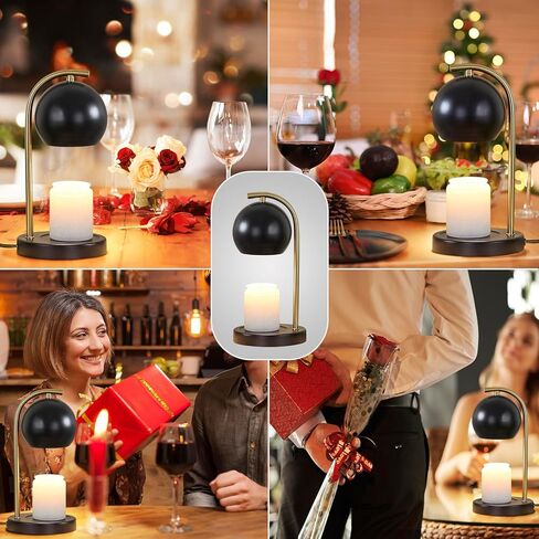 مصباح تدفئة الشموع الزجاجي، سخان شموع كهربائي مع مؤقت وشمع خافت يذوب أكثر دفئًا لبرطمانات الشموع، هدية مثالية، ديكور منزلي لغرفة النوم، سخان شموع معطرة بدون لهب مع مصباحين in Kuwait