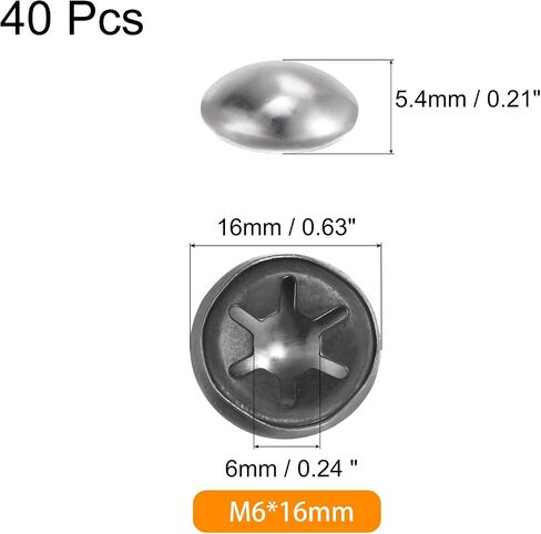 uxcell 40PCS 65Mn Steel Push on Push Nut Caps 0.24 Inch Axle Push Nut Fastener for Hand Trucks, Lawn Wagons, and Rolling Bins, M6 x 16mm in Saudi Arabia