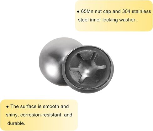 uxcell 40PCS 65Mn Steel Push on Push Nut Caps 0.24 Inch Axle Push Nut Fastener for Hand Trucks, Lawn Wagons, and Rolling Bins, M6 x 16mm in Saudi Arabia