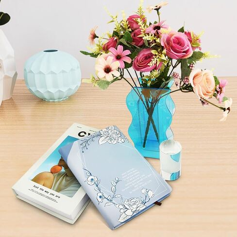 مزهرية أكريليك تصميم عصري، ديكور جمالي فريد للغرفة، مزهرية بسيطة تعرض مزهريات الزهور لغرفة المعيشة وغرفة النوم - أزرق (10 × 19 × 5 سم) in Kuwait