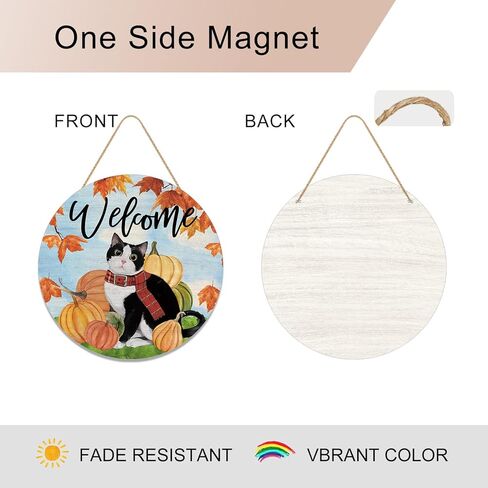 ترحيب سقوط القط علامة الباب اليقطين مابل ليف الخشب الباب شماعات للخارجية خارج الشرفة الموسمية الخريف الخريف مزرعة خشبية داخلي الجدار شنقا الديكور in Kuwait