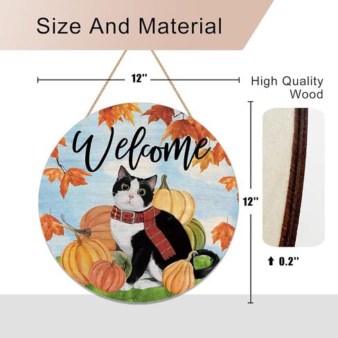 ترحيب سقوط القط علامة الباب اليقطين مابل ليف الخشب الباب شماعات للخارجية خارج الشرفة الموسمية الخريف الخريف مزرعة خشبية داخلي الجدار شنقا الديكور in Kuwait