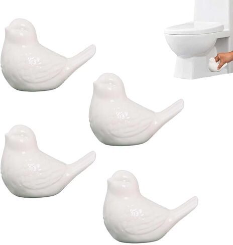 4-Pack Bird Design Toilet Bolt Caps - Decorative Porcelain Covers for Toilet Bowl Screws, Easy Installation (White) in Saudi Arabia