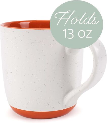 Elanze Designs Typewriter Speckled Orange 13 ounce Ceramic Coffee Mugs Set of 4 in Saudi Arabia