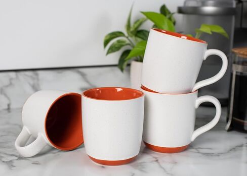 Elanze Designs Typewriter Speckled Orange 13 ounce Ceramic Coffee Mugs Set of 4 in Saudi Arabia