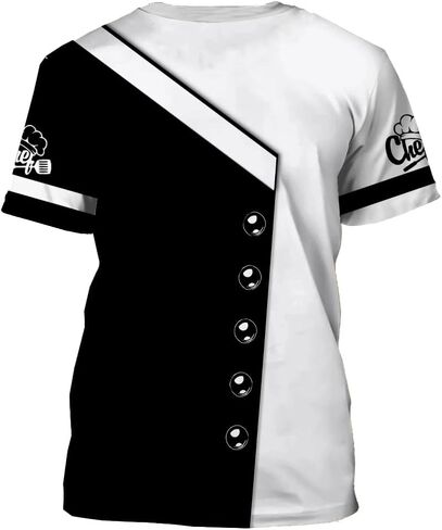 Mens 3D Print Chef T-Shirt Short Sleeve Chef Coat Chef Jacket Pattern Quick Dry Cook Shirt BBQ Shirt in Saudi Arabia