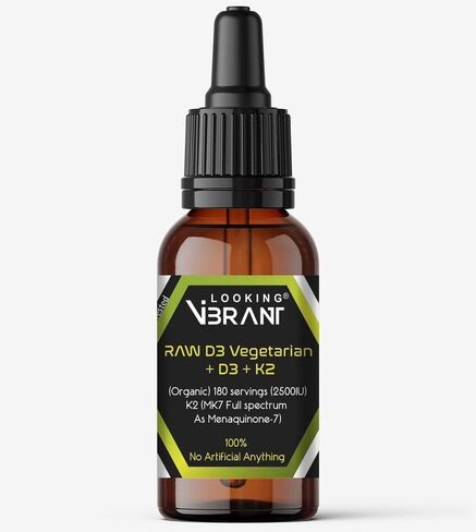 Vitamin D3 + K2 (MK-7) Liquid Drops with MCT Oil & Olive Oil - Vegetarian, Non-GMO, Soy-Free, Gluten-Free, Alcohol-Free, 1 Bottle, 2 Fl Oz (60 ml) - 180 Servings (2500 IU per Serving) in Saudi Arabia