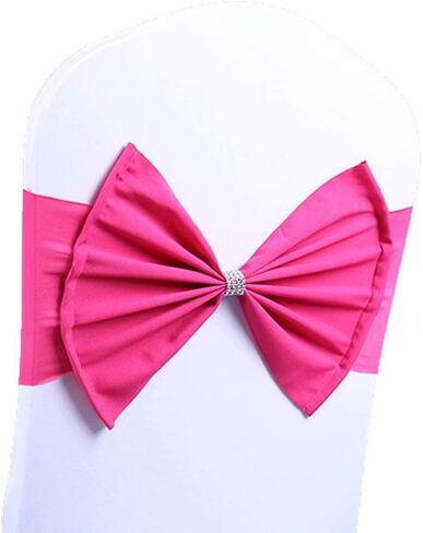 10 Pcs Stretch Chair Sashes for Wedding Spandex Chair Sashes Bow for Wedding Party Banquet Hotel Event Decoration Fuchsia in Saudi Arabia