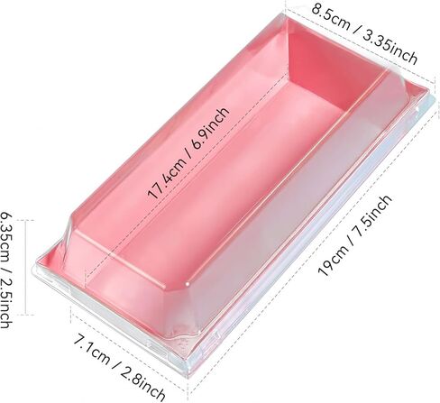 صندوق فطائر مستطيل باللون الوردي مقاس 7.5 بوصة من CHERRY مع أغطية آمنة شفافة، وصناديق آمنة للمخبز مقاس 7.5 × 3.3 بوصة للأغذية وصناديق الحلوى الصغيرة التي يمكن التنقل بها، وحاوية شريحة كعكة ساندويتش من صندوق الورق in Kuwait