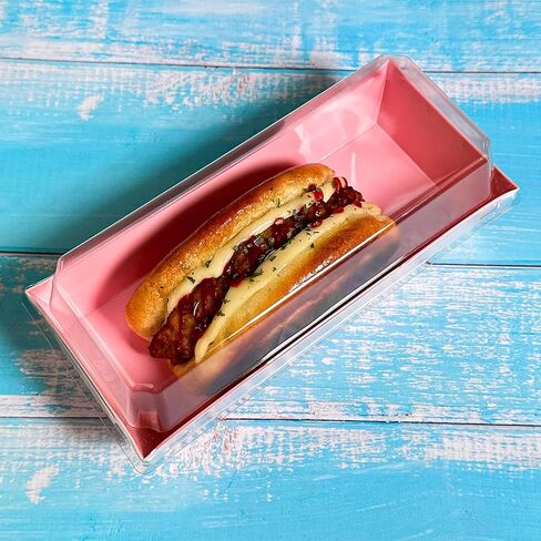 صندوق فطائر مستطيل باللون الوردي مقاس 7.5 بوصة من CHERRY مع أغطية آمنة شفافة، وصناديق آمنة للمخبز مقاس 7.5 × 3.3 بوصة للأغذية وصناديق الحلوى الصغيرة التي يمكن التنقل بها، وحاوية شريحة كعكة ساندويتش من صندوق الورق in Kuwait