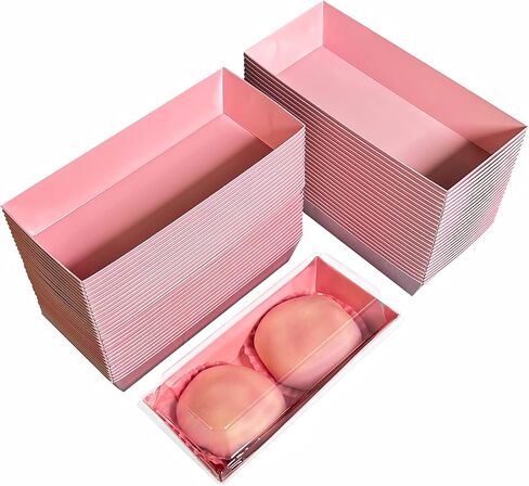 صندوق فطائر مستطيل باللون الوردي مقاس 7.5 بوصة من CHERRY مع أغطية آمنة شفافة، وصناديق آمنة للمخبز مقاس 7.5 × 3.3 بوصة للأغذية وصناديق الحلوى الصغيرة التي يمكن التنقل بها، وحاوية شريحة كعكة ساندويتش من صندوق الورق in Kuwait