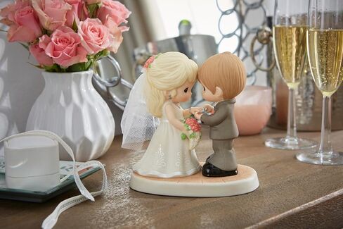 Precious Moments Wedding Figurine | with This Ring, I Thee Wed Bisque Porcelain/Fabric Figurine | Wedding Gift | Engagement Gift | Mr & Mrs | Hand-Painted in Saudi Arabia