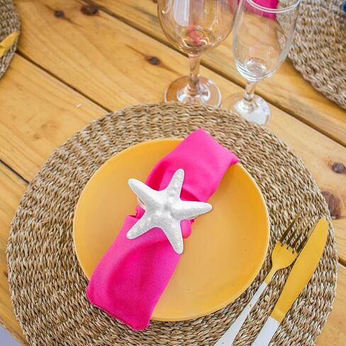 Napkin Rings Set of 12, White Starfish Multicolor Shell Napkin Ring Holders Beach Coastal Nautical Napkin Buckle Bulk for Cloth Wedding Thanksgiving Christmas Dinner Banquet Decoration (Shell) in Saudi Arabia