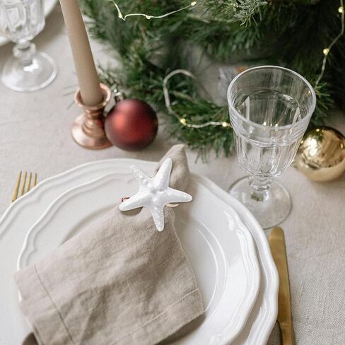 Napkin Rings Set of 12, White Starfish Multicolor Shell Napkin Ring Holders Beach Coastal Nautical Napkin Buckle Bulk for Cloth Wedding Thanksgiving Christmas Dinner Banquet Decoration (Shell) in Saudi Arabia