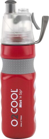 زجاجة O2COOL Power Flow Grip Band مع غطاء كلاسيكي Mist 'N Sip 24 أونصة، أحمر in Kuwait