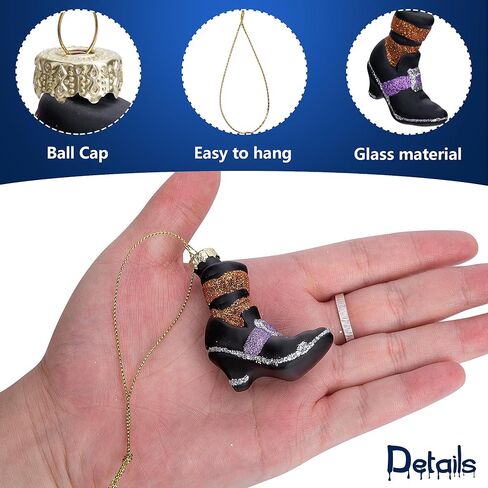 12 قطعة من زخارف يوم الموتى الزجاجية المعلقة - زخارف جمجمة السكر Dia De Los Muertos - رأس هيكل عظمي معلق للهالوين لتزيين شجرة عيد الميلاد والهالوين (12 قطعة قبعة) in Kuwait