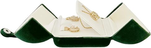 Classic Premium Green Velvet Jewelry Case Premium Grade Material Storage Packaging (Earring Necklace Gift Box) in Saudi Arabia
