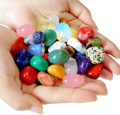 38pcs Polished Stone Set Tumbled Stones,Natural Polished Stone for Meditation,Energy Crystal Healing,Reiki Gift,Chakra Stones and Home Decor(0.6-0.8") in Saudi Arabia