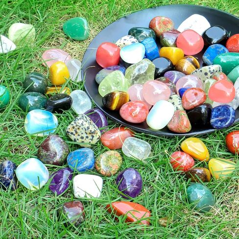 38pcs Polished Stone Set Tumbled Stones,Natural Polished Stone for Meditation,Energy Crystal Healing,Reiki Gift,Chakra Stones and Home Decor(0.6-0.8") in Saudi Arabia