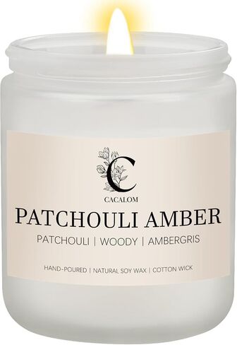 Amber Patchouli Scented Candles, Long Lasting Burn Candles for Home Scented, Soy Wax Stress Relief Jar Candles, 7 oz in Saudi Arabia