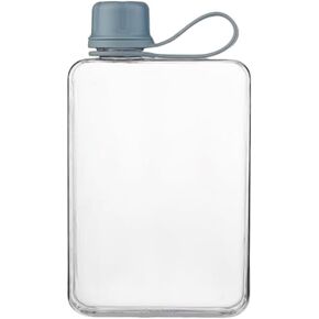Flat Water Bottle Portable Travel Flask Lightweight 17 oz BPA Free Tritan Reusable Plastic Water Bottles Leakproof Slim Water Bottle for Purse Travel Pocket Sports Fitness(Blue)