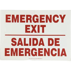 Accuform SBMADM510MVS Adhesive Vinyl Spanish Bilingual Sign, Legend "Emergency EXIT/Salida DE EMERGENCIA", 10" Length x 14" Width x 0.004" Thickness, Red on White