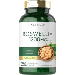 Carlyle Boswellia Extract Capsules 1200mg | 250 Count | Boswellia Serrata Complex with Black Pepper Extract | Non-GMO, Gluten Free