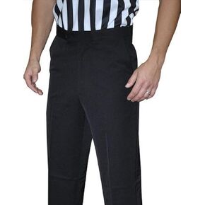 Smitty | BKS-277 | Black Polyester Flat Front Official's Pants with Slash Pockets | Basketball Wrestling | Referee's Choice!