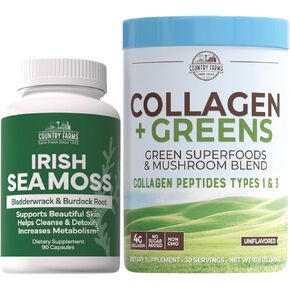 COUNTRY FARMS ‘Beauty Pack Collagen + Greens Irish Sea Moss, Collagen for Skin, Hair Growth, Nails & Joints, Ultimate Beauty Support Gift, Pack of 2