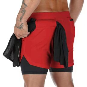 Mens 2 in 1 Athletic Running Sports Tennis Shorts 7 inch Inseam Workout Gym Compression Shorts for Men