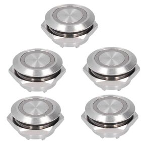 ViaGasaFamido 5Pcs 19mm Momentary Push Button Switch Metal Auto Reset Ultra Thin Waterproof with LED 1 Normally Open Short Touch Push Button Momentary Tact Switch Buttons Indicators(DC12~24V green)