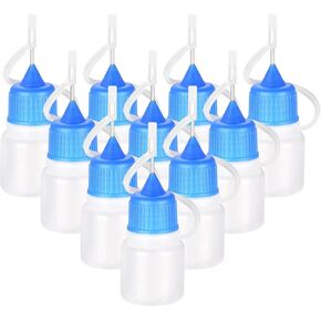 YOKIVE 10 Pcs Needle Tip Bottles, Needles Precision Tip Applicator, Squeeze Bottle with Storage Caps, Great for DIY Quilling Craft (3ml, Blue)
