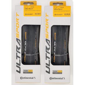Continental Ultra Sport III 700x23 أسود/أسود قابل للطي PureGrip - زوج (إطاران)