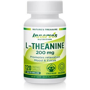 L-Theanine 200mg - Promotes Relaxation Focus and Concentration 120 Veggie Capsules Stress Relief Supplement
