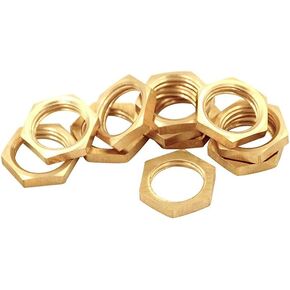 Joywayus 1/4" Female Thread Brass Pipe Fitting Hex Lock Nut For Plumbing fixed (Pack Of 10)