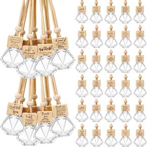 Team Gift Bulk Car Air Freshener Ornament Diffuser Hanging Empty Glass Essential Oil Bottle Employee Teachers Appreciation Gifts Volunteer Staff Thank You Gift (30 Pcs)