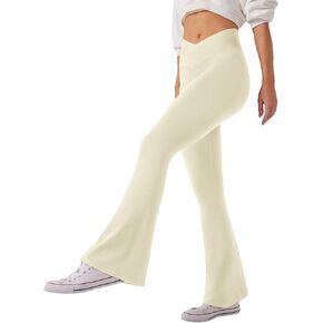 Womens Crossover Flare Leggings Wide Leg High Waisted Athletic Yoga Pants