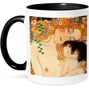 3dRose Mother and Child by Gustav Klimt Mug, 11 oz, Black