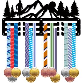CREATCABIN Trail Running Medal Holder Medal Hangers Medal Rack Display Marathon Sports Metal Hanging Awards Iron Small Mount Awards for Wall Home Badge Mountain Running Medalist Black 11.4 x 5.1 Inch