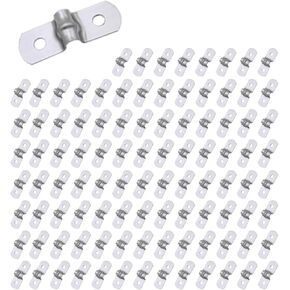 100pcs M5 Stainless Steel Rigid Pipe Straps 2-Hole U Bracket Tube Strap Clamps for Fixing Pipe or Cable