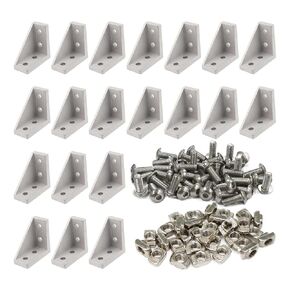 2020 Series Aluminum Extrusion Profile Connectors with 20pcs 2040 Extruded Aluminum Corner Brackets Piece 80pcs Drop in Nuts and Screws for 20 Series Extrusion Rail