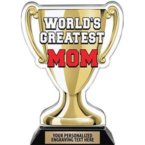 Crown Awards Worlds Greatest Mom Trophy, 7.25" Best Mother Ever Trophy, Engraving Included Prime