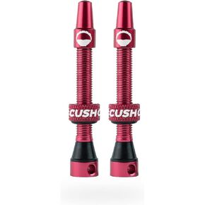 CushCore 44mm Air Valve Set - Premium Set of Alloy Valves, Nitrile Rubber Seal, Valve Core Tool Included, Tubeless Presta Valve, (44mm 2-Pack, Red)