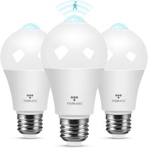 Motion Sensor Light Bulbs, 13W (100Watt Equivalent), Motion Activated Dusk to Dawn Security LED Bulb, 5000K Daylight, Energy-Efficient, for Indoor and Outdoor Lighting, Porch, Stairs, Hallway 3Pack