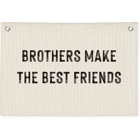 Boys Room Decor, Brothers Make The Best Friends, Canvas Banner Wall Hanging Banner Flag Decor for Nursery Classroom Playroom Kids Room