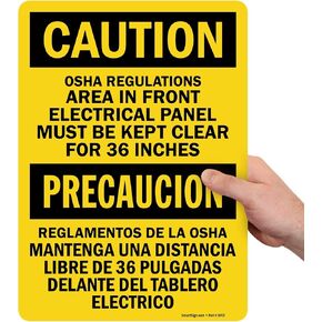 SmartSign "Caution - Area In Front Of Electrical Panel Must Be Clear For 36 Inches" Bilingual Label | 10" x 14" Laminated Vinyl