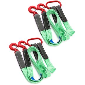 QWORK 2 Pack Two Leg Bridle Web Sling, 5Ft 6613lb Capacity Steel Sling, Nylon Bridle Sling, Heavy Duty Rigging Strap with Eye Hook