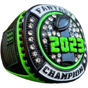 Legacy Rings 2023 Fantasy Football Championship Trophy Ring Premium Neon Green Award for Fantasy Football League Winner