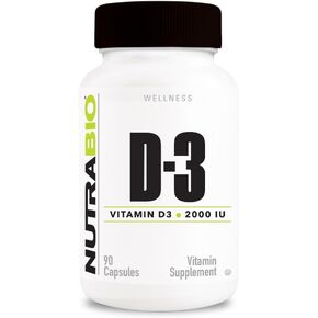 NutraBio Vitamin D (2000 IU), Immune Support - 90 Vegetable Capsules